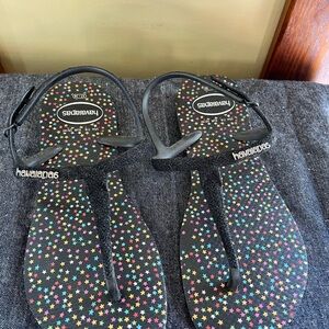 Havaianas Sparkle Black Star Sandals
